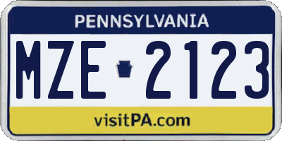 PA license plate MZE2123