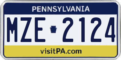 PA license plate MZE2124