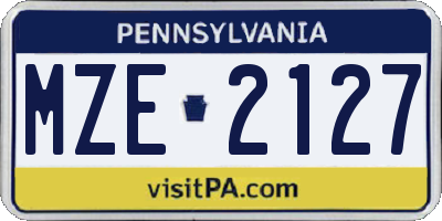 PA license plate MZE2127