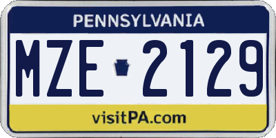 PA license plate MZE2129