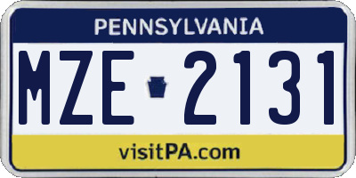 PA license plate MZE2131