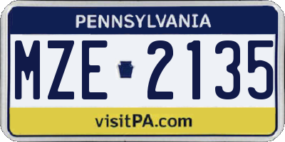 PA license plate MZE2135