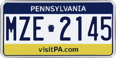 PA license plate MZE2145