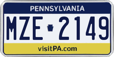 PA license plate MZE2149