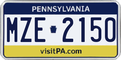 PA license plate MZE2150