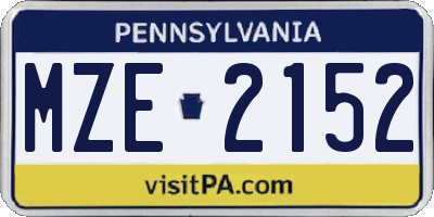 PA license plate MZE2152