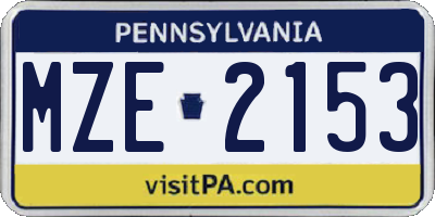 PA license plate MZE2153