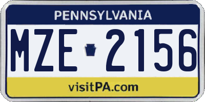 PA license plate MZE2156