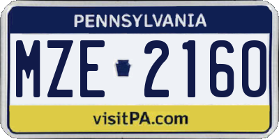 PA license plate MZE2160