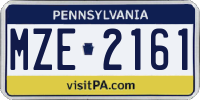 PA license plate MZE2161