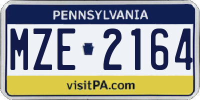 PA license plate MZE2164