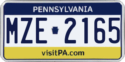 PA license plate MZE2165