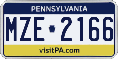 PA license plate MZE2166