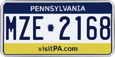 PA license plate MZE2168