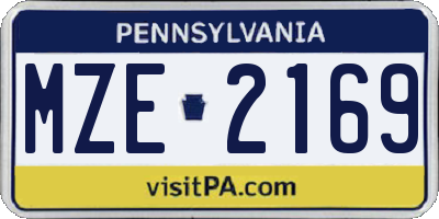 PA license plate MZE2169