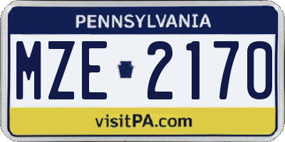 PA license plate MZE2170