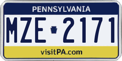 PA license plate MZE2171