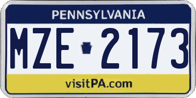 PA license plate MZE2173