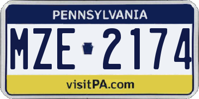 PA license plate MZE2174