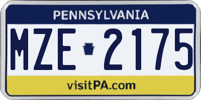 PA license plate MZE2175