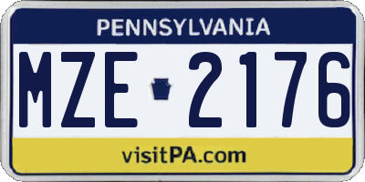 PA license plate MZE2176