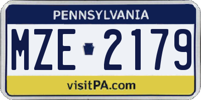 PA license plate MZE2179