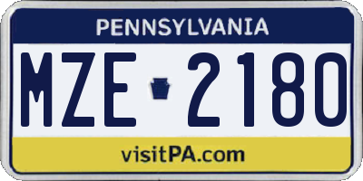 PA license plate MZE2180