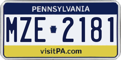 PA license plate MZE2181