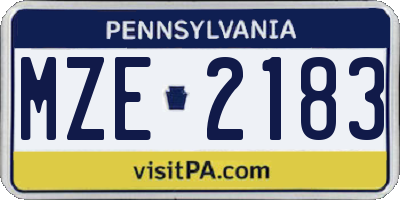 PA license plate MZE2183