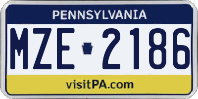 PA license plate MZE2186