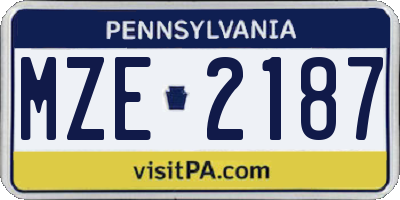 PA license plate MZE2187