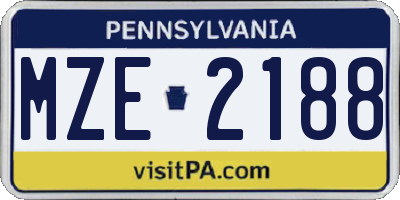 PA license plate MZE2188
