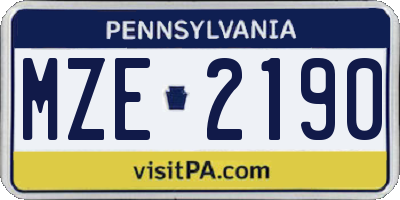 PA license plate MZE2190
