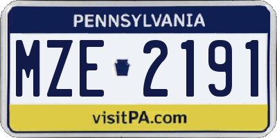 PA license plate MZE2191