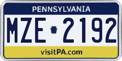 PA license plate MZE2192
