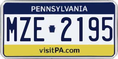 PA license plate MZE2195