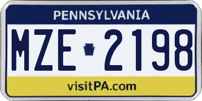 PA license plate MZE2198
