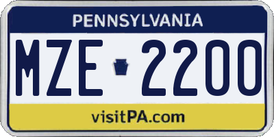 PA license plate MZE2200