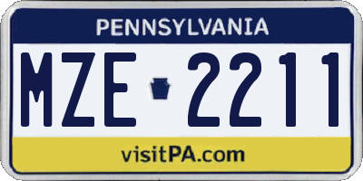 PA license plate MZE2211