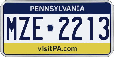PA license plate MZE2213