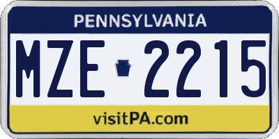 PA license plate MZE2215