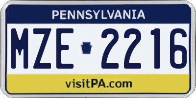 PA license plate MZE2216