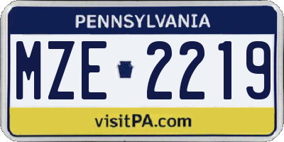 PA license plate MZE2219