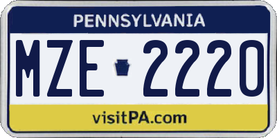 PA license plate MZE2220