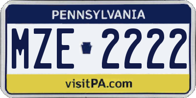 PA license plate MZE2222