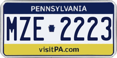 PA license plate MZE2223