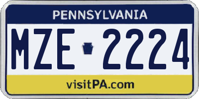 PA license plate MZE2224