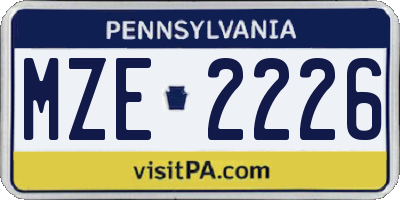 PA license plate MZE2226