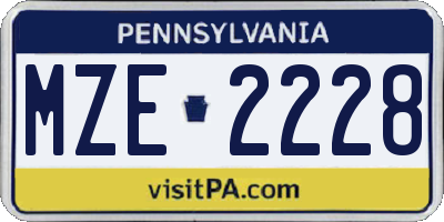 PA license plate MZE2228