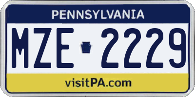 PA license plate MZE2229